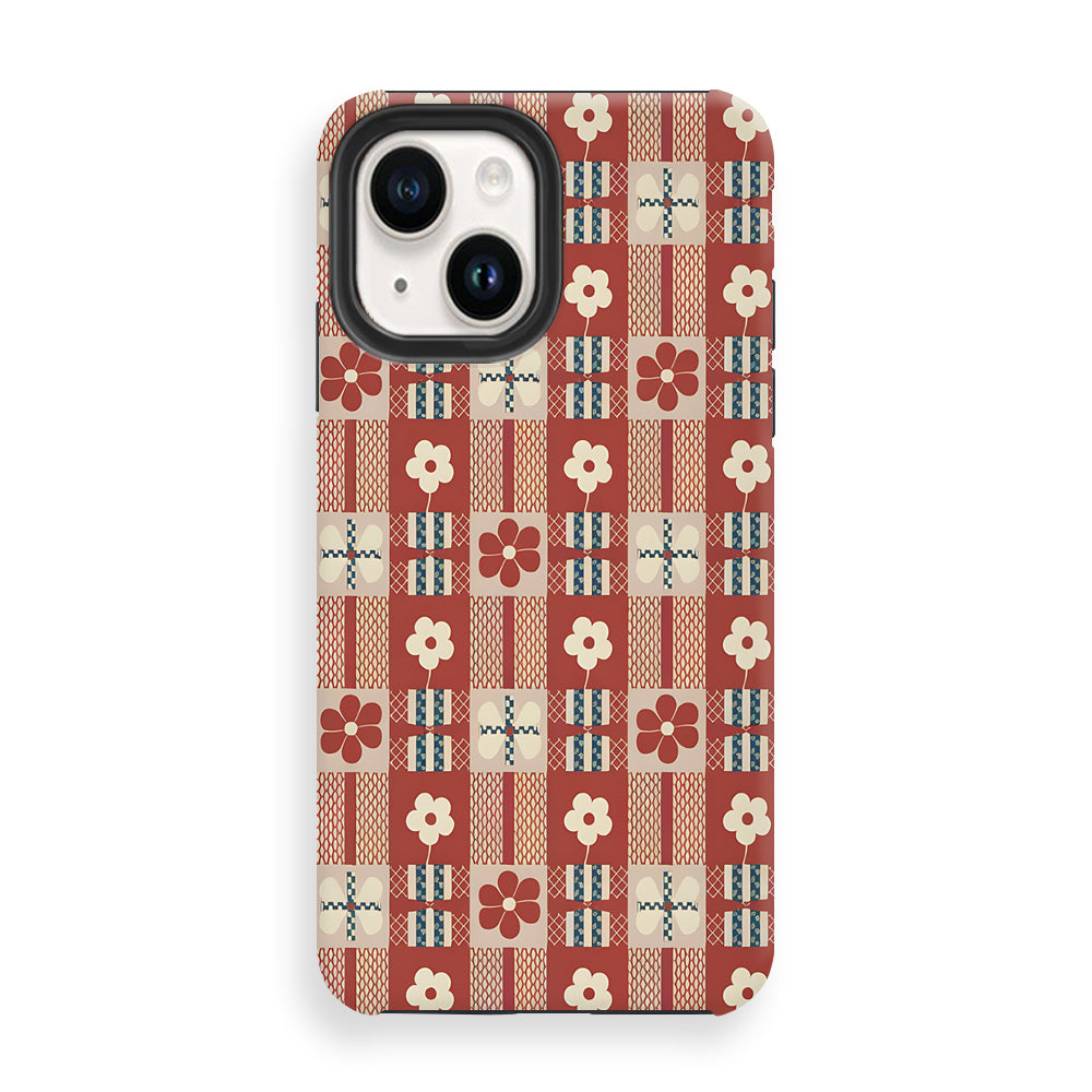 Floral Grid Fabric Phone Cases