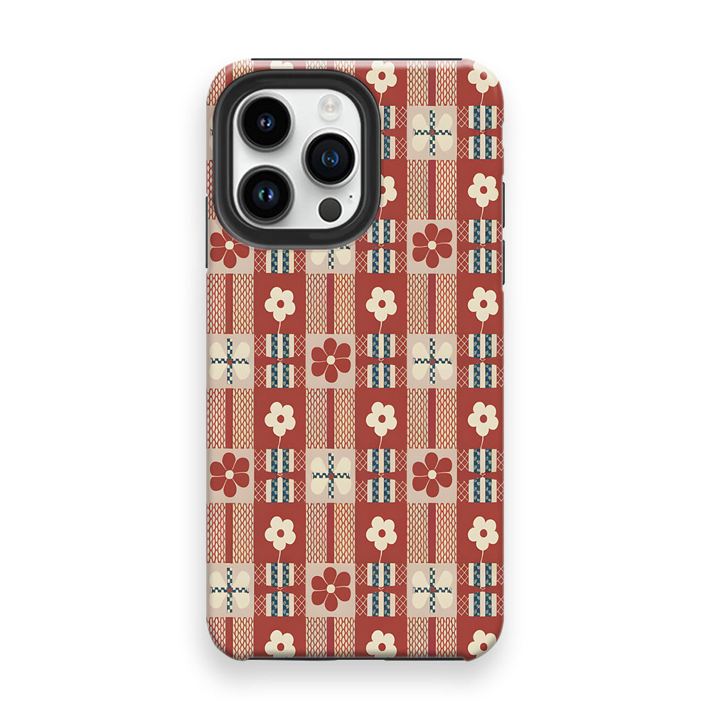 Floral Grid Fabric Phone Cases