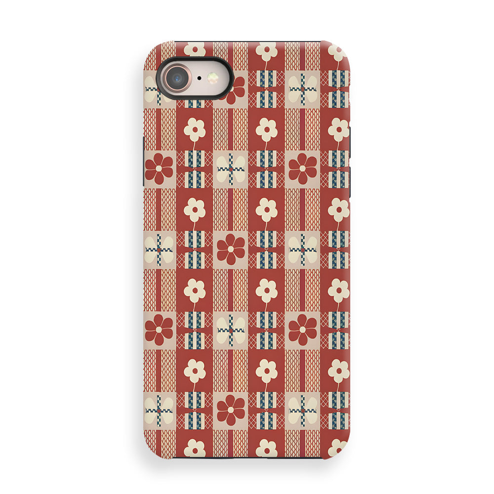 Floral Grid Fabric Phone Cases