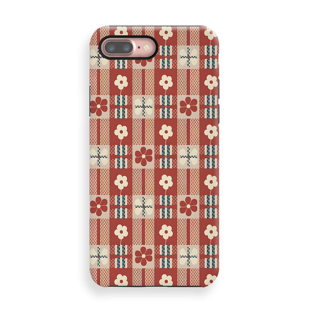 Floral Grid Fabric Phone Cases