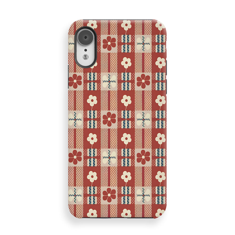 Floral Grid Fabric Phone Cases