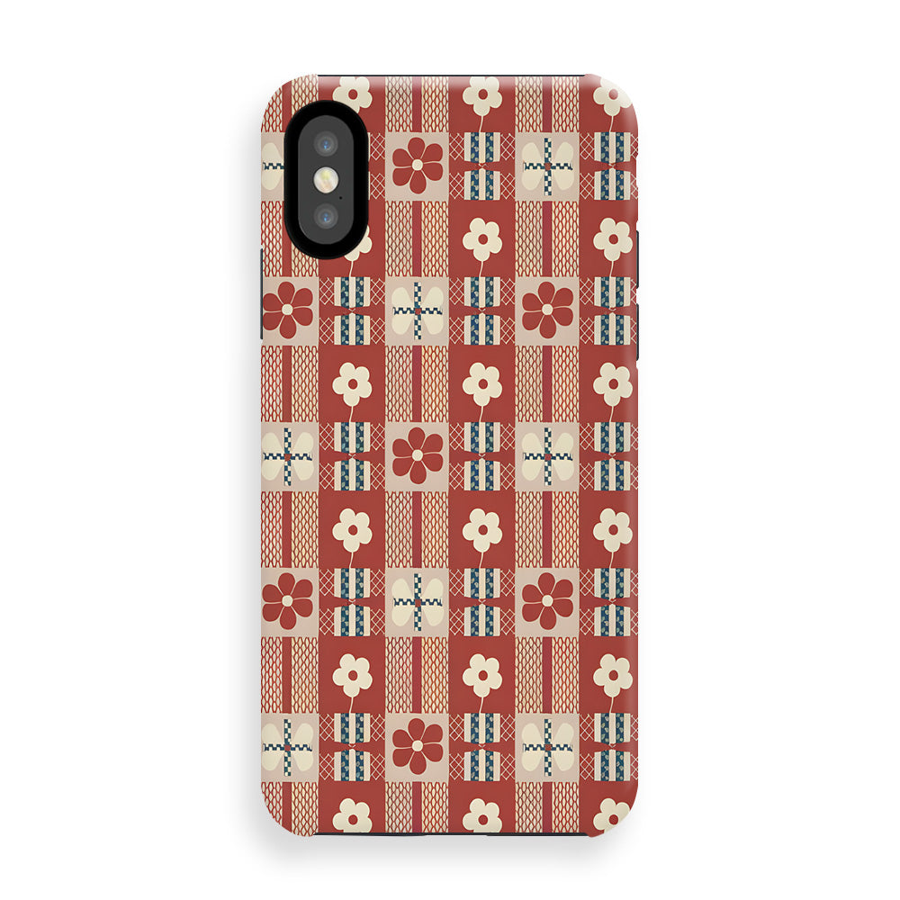 Floral Grid Fabric Phone Cases