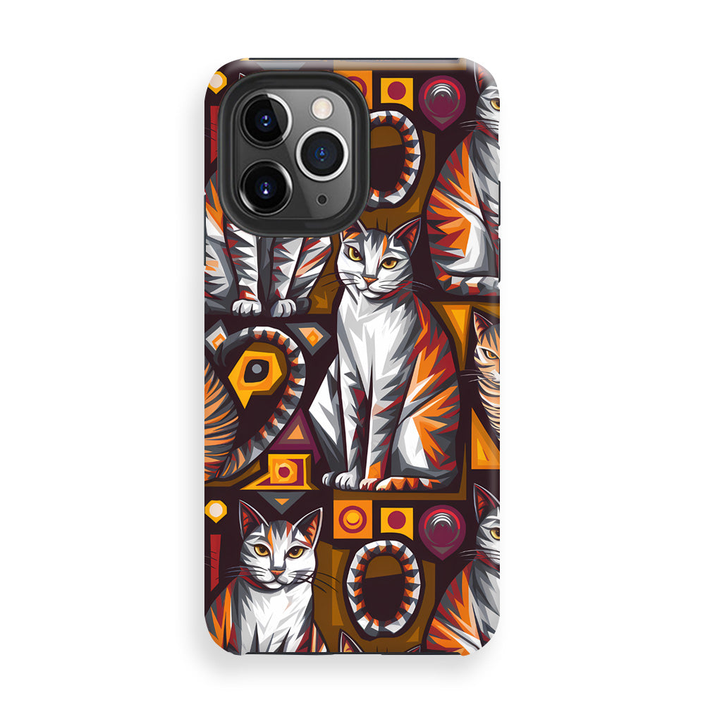 Feline Geometric Fusion Phone Cases