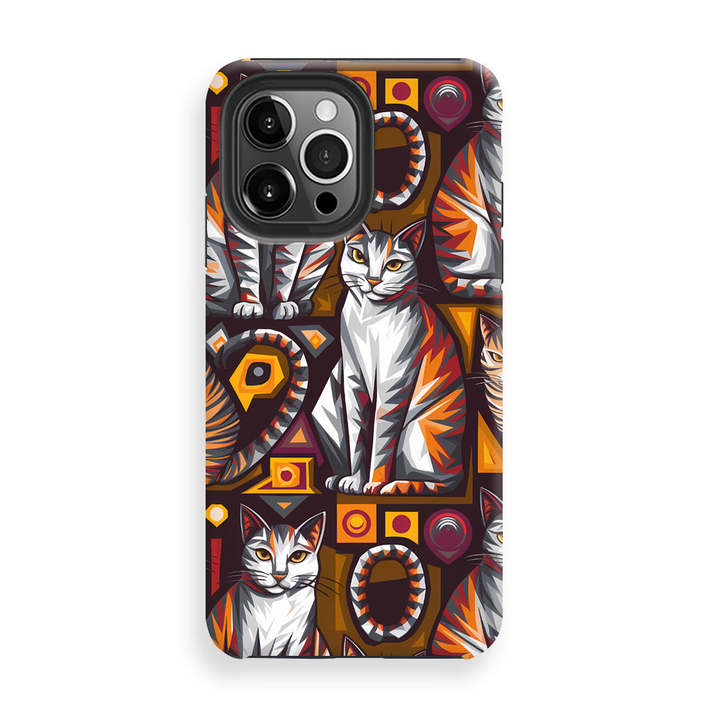 Feline Geometric Fusion Phone Cases