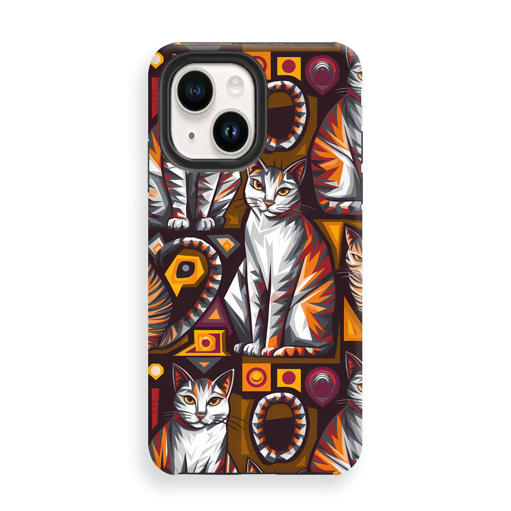 Feline Geometric Fusion Phone Cases