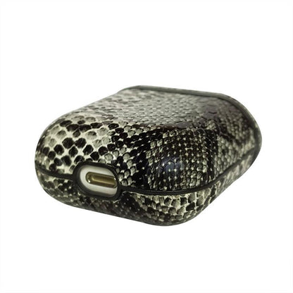 Snake Skin Pattern PU Leather Protective Case Cover For Apple Airpods