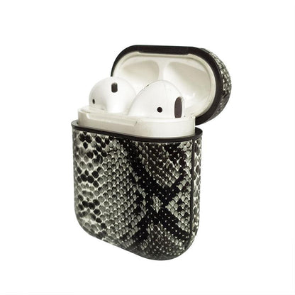 Snake Skin Pattern PU Leather Protective Case Cover For Apple Airpods