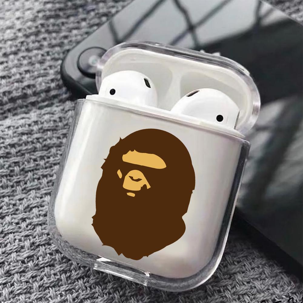 A Bathing Ape Brown Hard Plastic Protective Clear Case Cover For Apple Airpods - Octracase