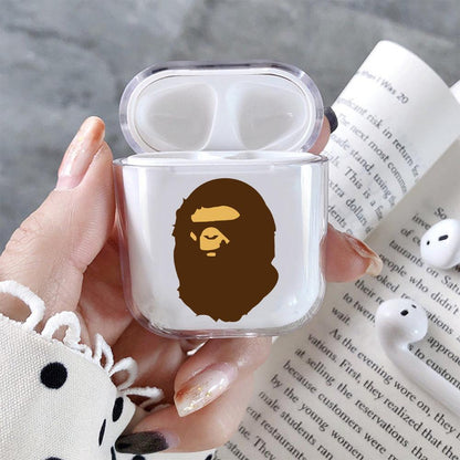 A Bathing Ape Brown Hard Plastic Protective Clear Case Cover For Apple Airpods - Octracase