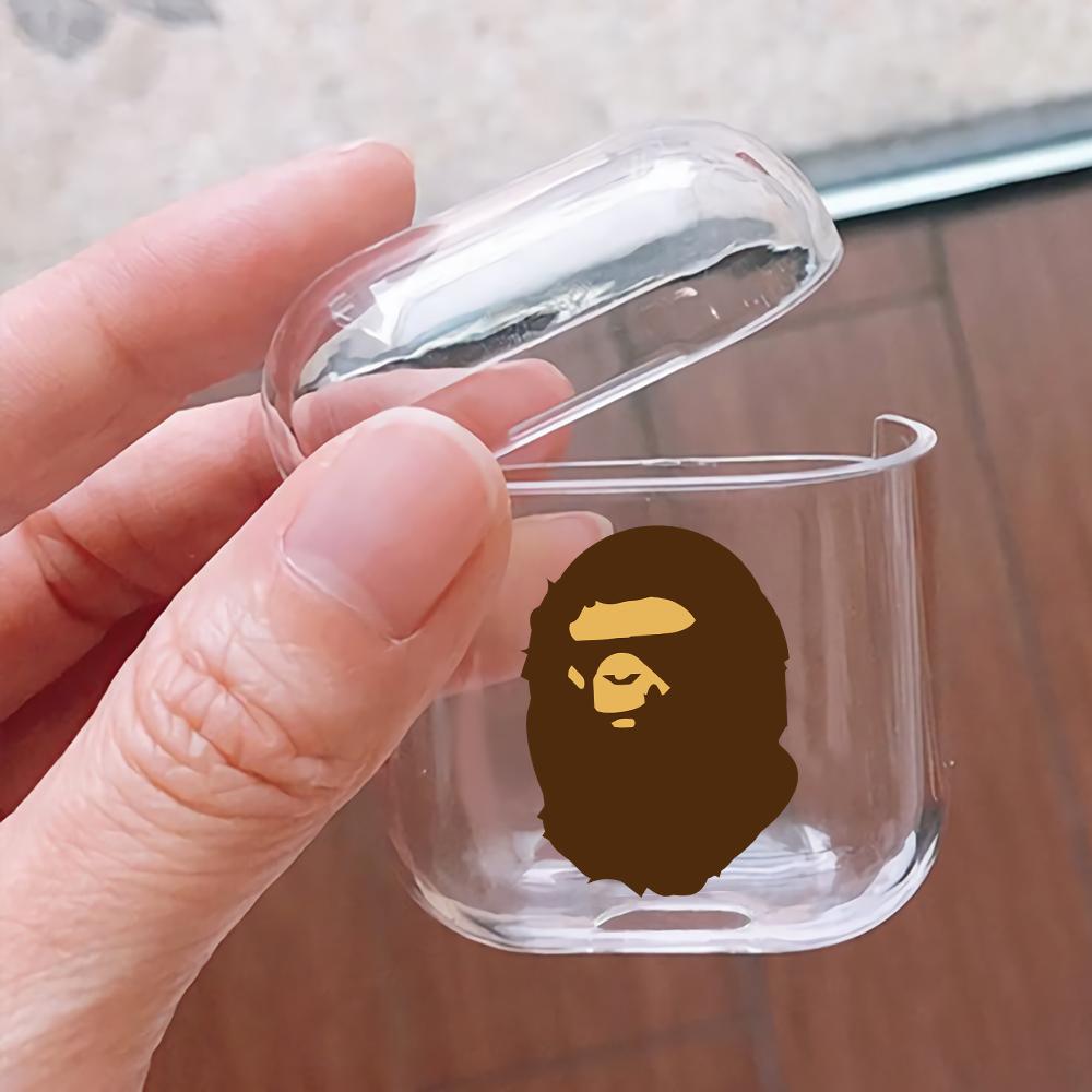 A Bathing Ape Brown Hard Plastic Protective Clear Case Cover For Apple Airpods - Octracase