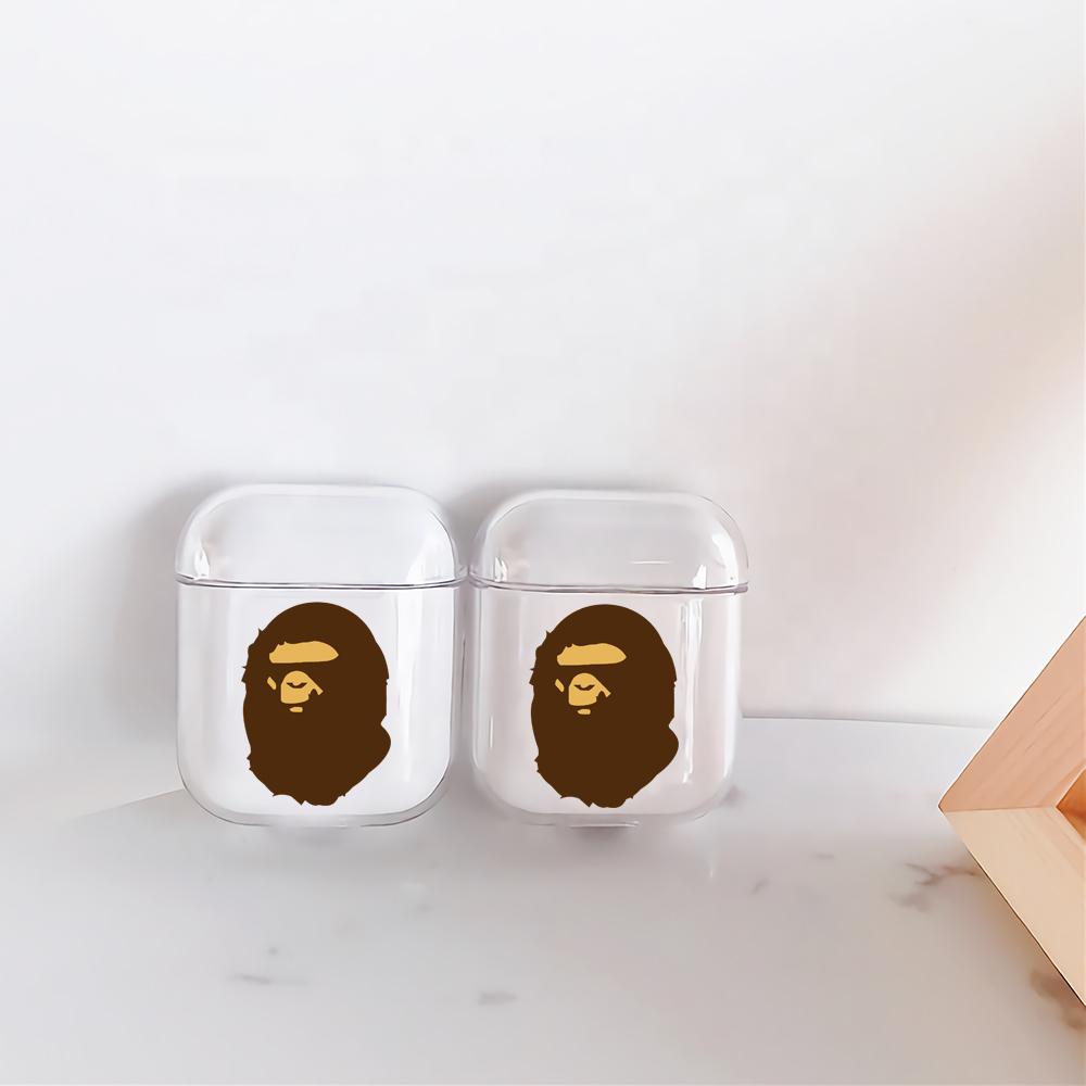 A Bathing Ape Brown Hard Plastic Protective Clear Case Cover For Apple Airpods - Octracase