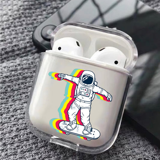Astronaut Play Skateboard  Hard Plastic Protective Clear Case Cover For Apple Airpods - Octracase