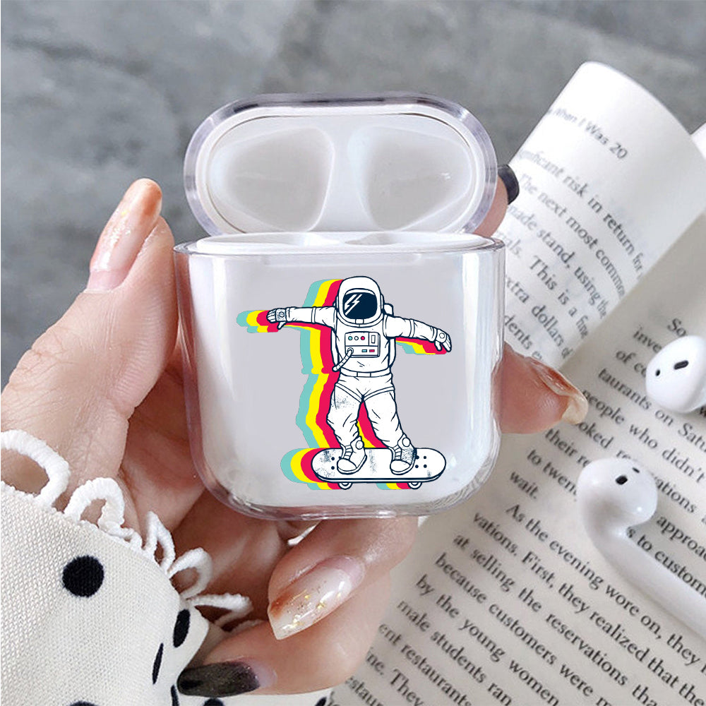 Astronaut Play Skateboard  Hard Plastic Protective Clear Case Cover For Apple Airpods - Octracase