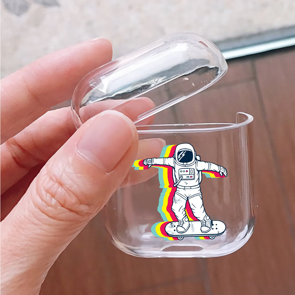 Astronaut Play Skateboard  Hard Plastic Protective Clear Case Cover For Apple Airpods - Octracase