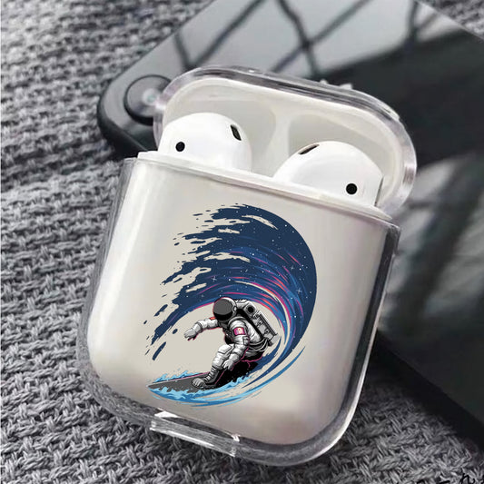 Astronaut Surfing The Sky Hard Plastic  Protective Clear Case Cover For Apple Airpods - Octracase