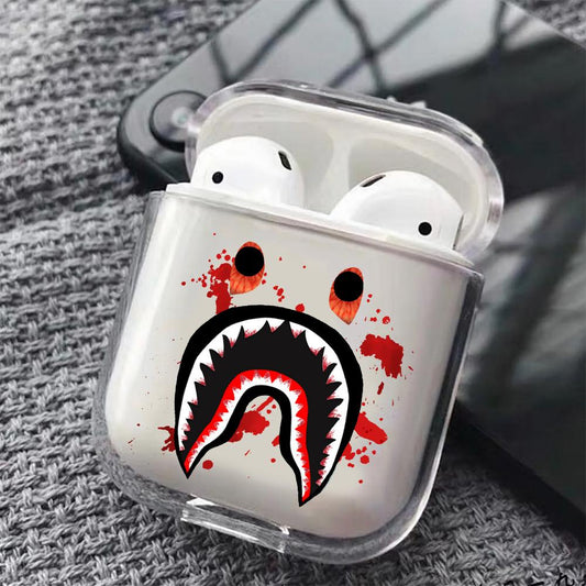 Bape Shark Red Eyes Hard Plastic Protective Clear Case Cover For Apple Airpods - Octracase