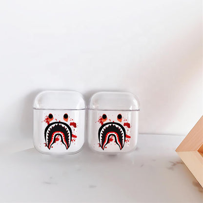 Bape Shark Red Eyes Hard Plastic Protective Clear Case Cover For Apple Airpods - Octracase