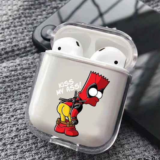 Bart Deadpool Costume Hard Plastic Protective Clear Case Cover For Apple Airpods - Octracase