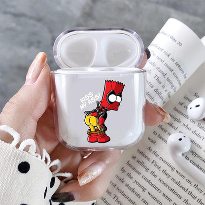 Bart Deadpool Costume Hard Plastic Protective Clear Case Cover For Apple Airpods - Octracase