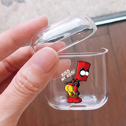 Bart Deadpool Costume Hard Plastic Protective Clear Case Cover For Apple Airpods - Octracase