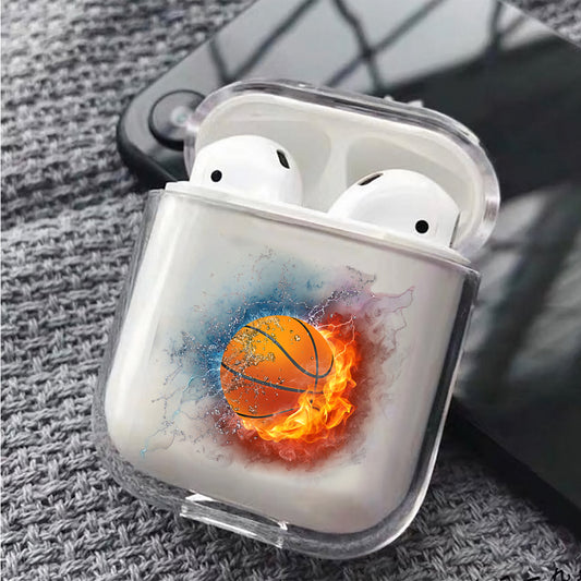 Basketball Art Flame Hard Plastic  Protective Clear Case Cover For Apple Airpods - Octracase