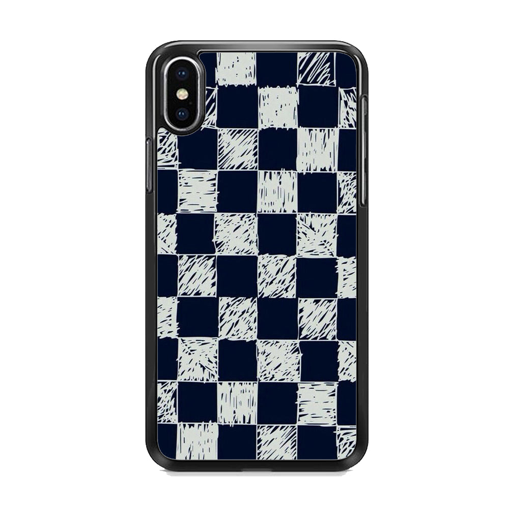 Blue White Square iPhone X Case - Octracase