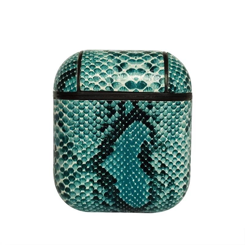 Snake Skin Pattern PU Leather Protective Case Cover For Apple Airpods