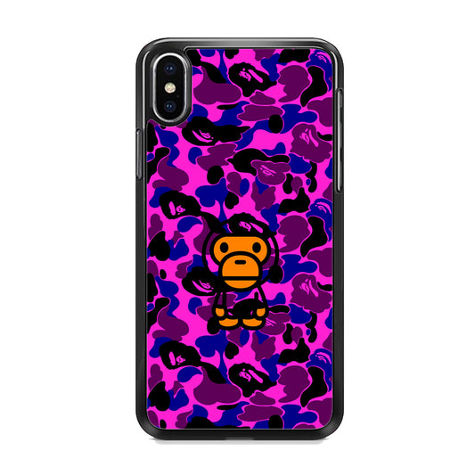 Camo Purple Bape Monkey iPhone X Case - Octracase