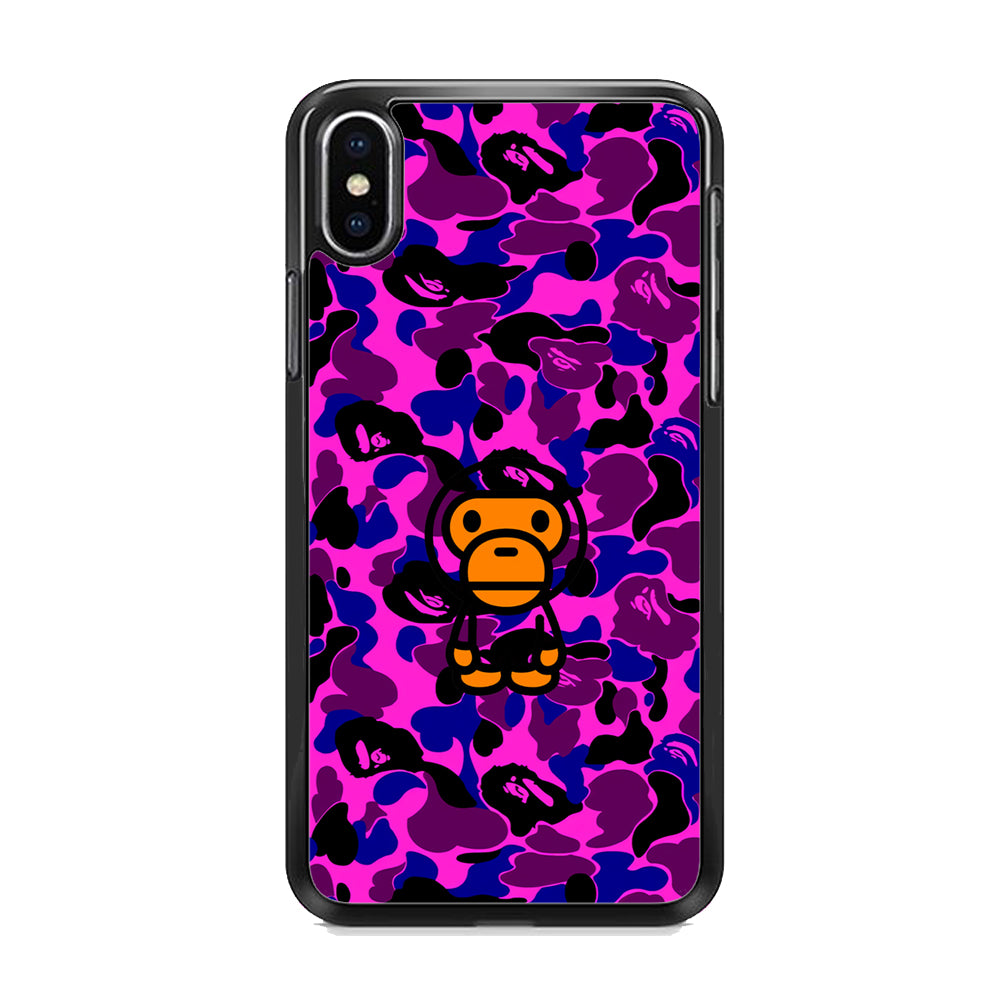 Camo Purple Bape Monkey iPhone Xs Case - Octracase