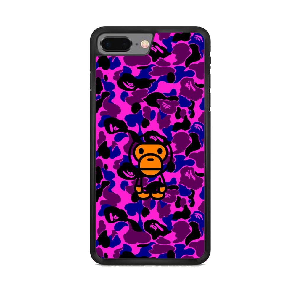 Camo Purple Bape Monkey iPhone 8 Plus Case - Octracase