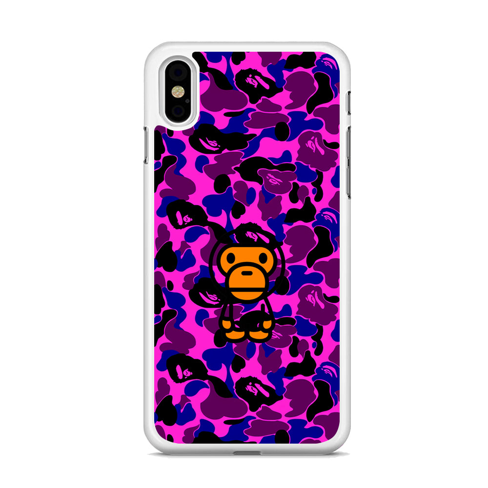 Camo Purple Bape Monkey iPhone X Case - Octracase