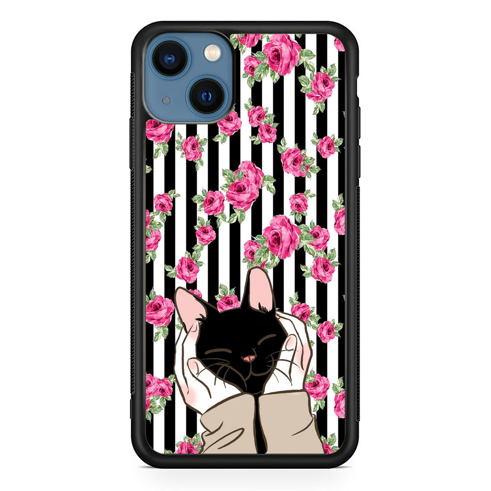 Cat Cute Rose Stripe Wall iPhone 13 Case - Octracase