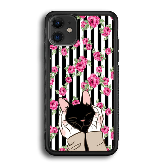 Cat Cute Rose Stripe Wall iPhone 12 Case - Octracase