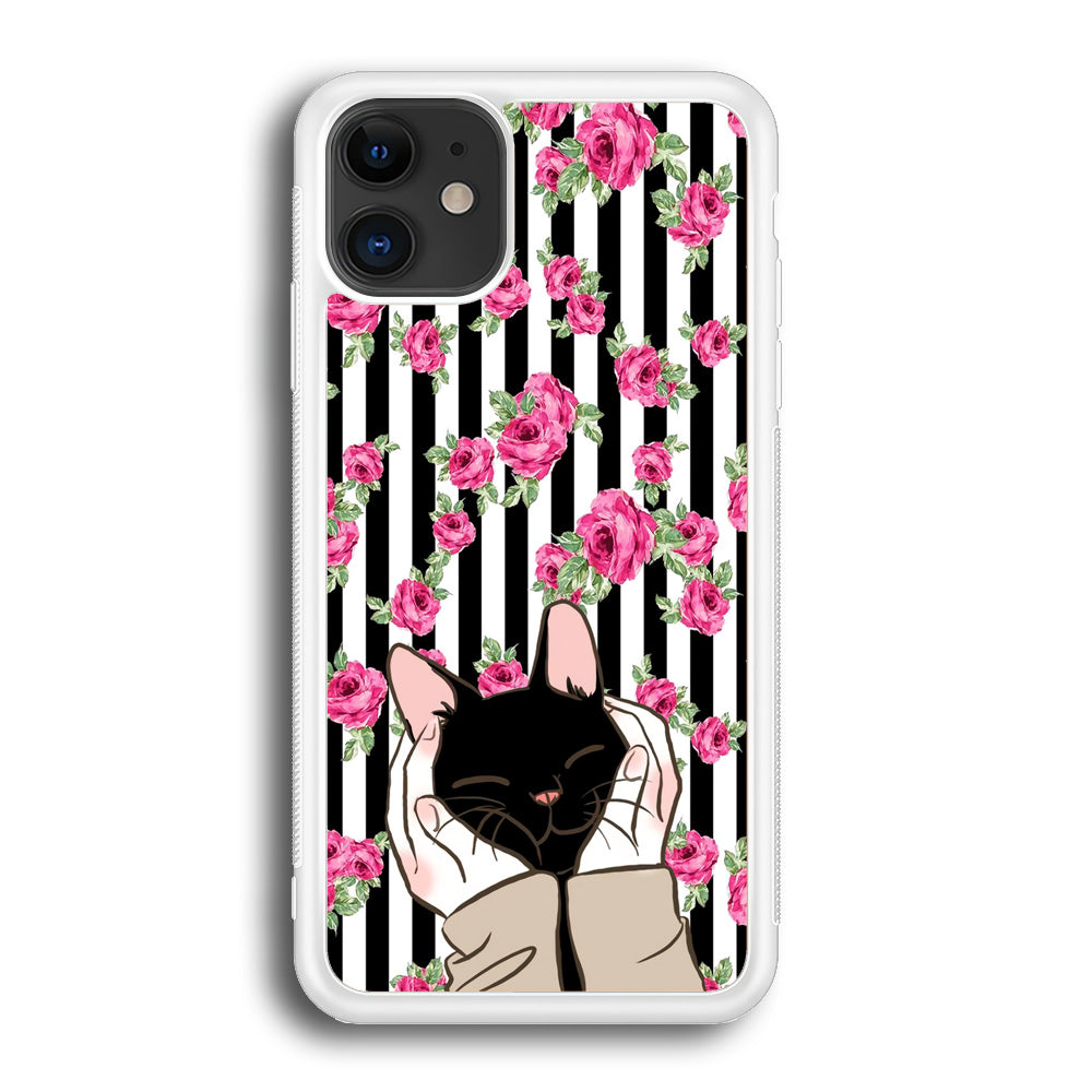 Cat Cute Rose Stripe Wall iPhone 12 Case - Octracase