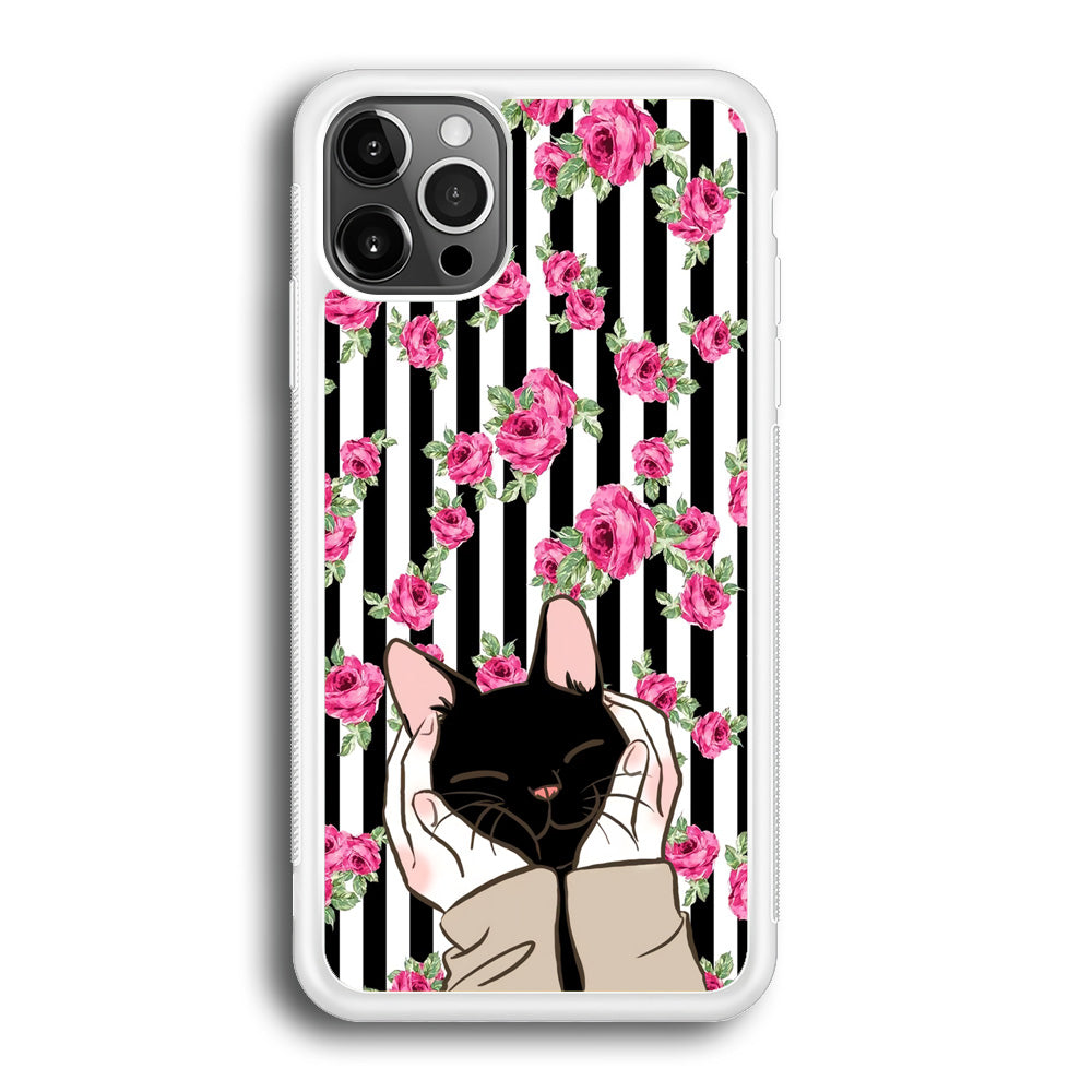 Cat Cute Rose Stripe Wall iPhone 13 Pro Case - Octracase