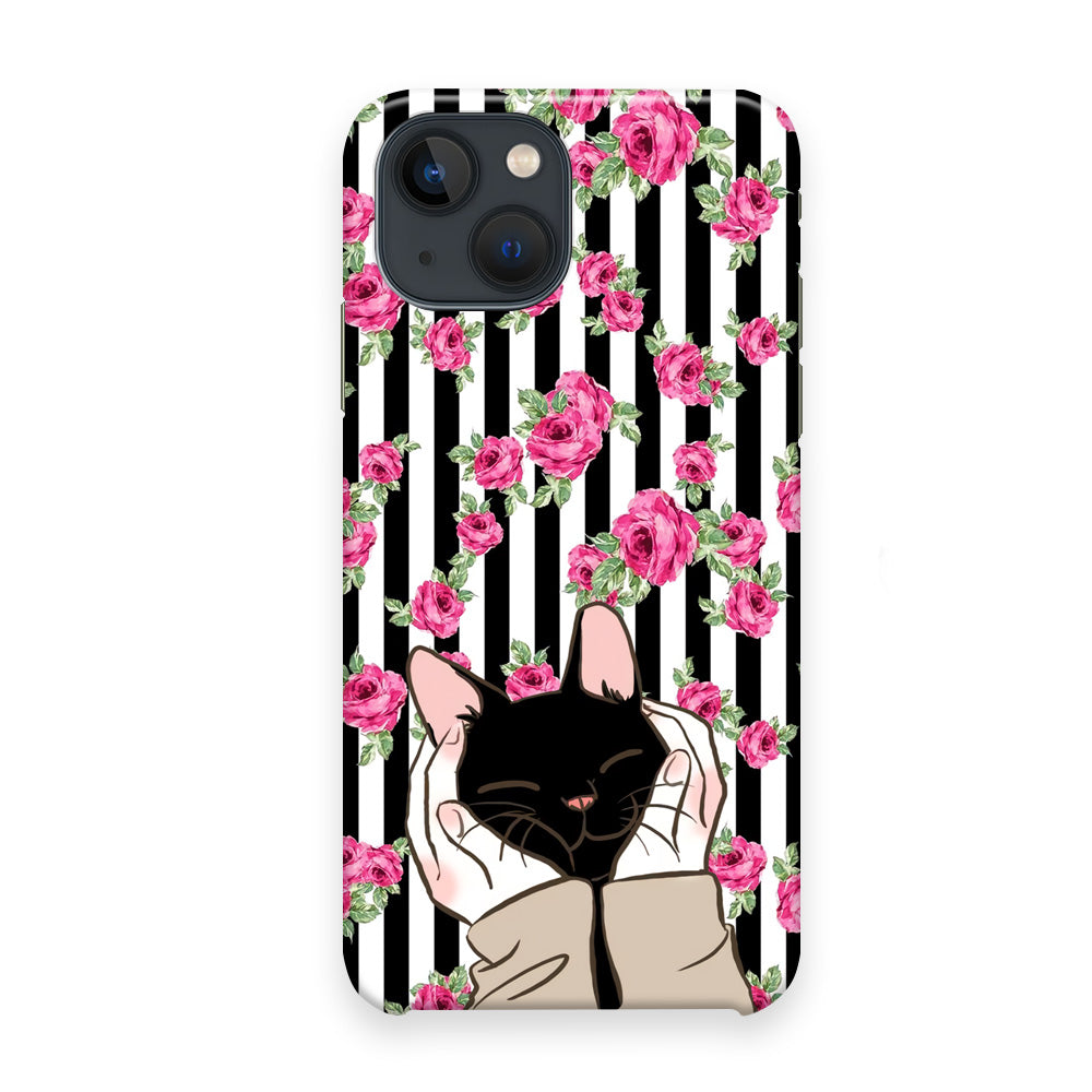 Cat Cute Rose Stripe Wall iPhone 13 Case - Octracase