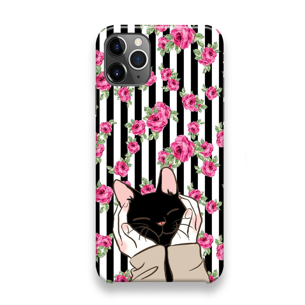 Cat Cute Rose Stripe Wall iPhone 12 Pro Max Case - Octracase