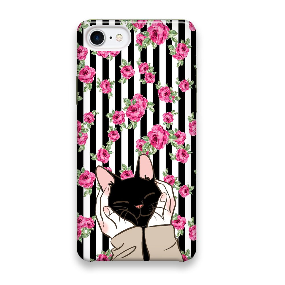 Cat Cute Rose Stripe Wall iPhone 7 Case