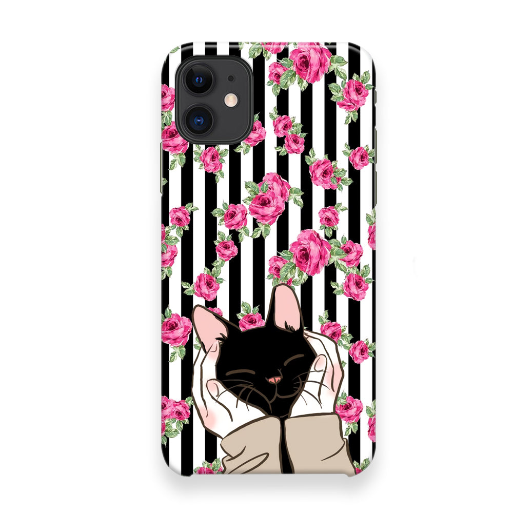 Cat Cute Rose Stripe Wall iPhone 12 Case - Octracase