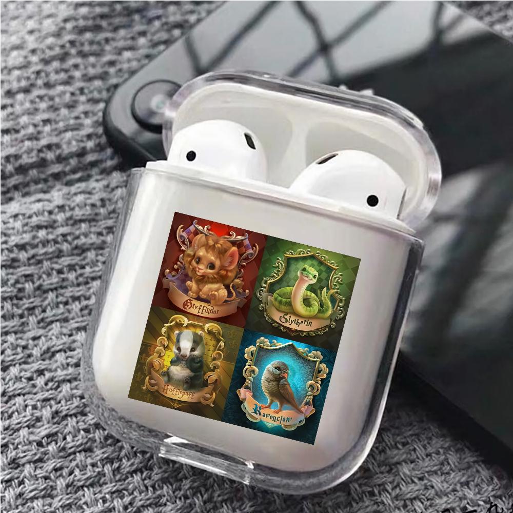 Cute Four Emblem Harry Potter Hard Plastic Protective Clear Case Cover For Apple Airpods - Octracase