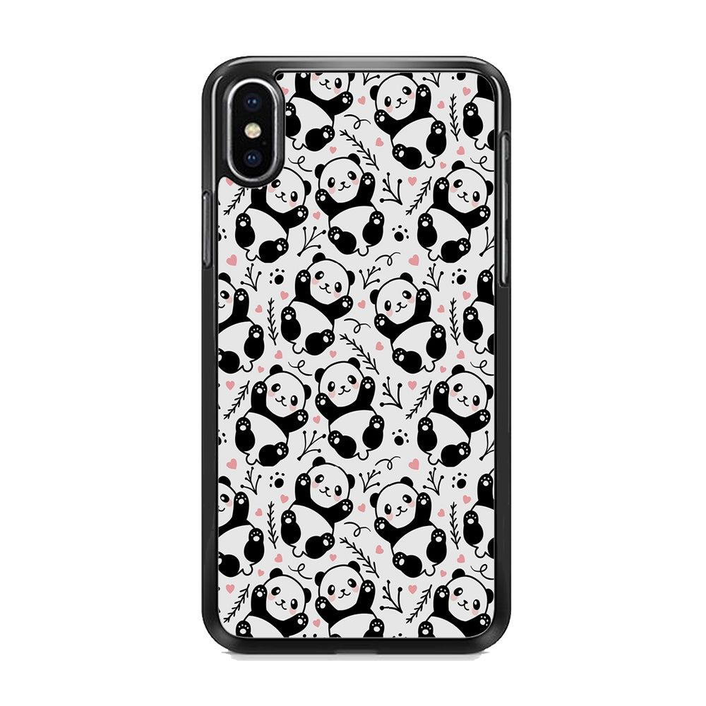 Cute Panda White Doodle  iPhone X Case - Octracase