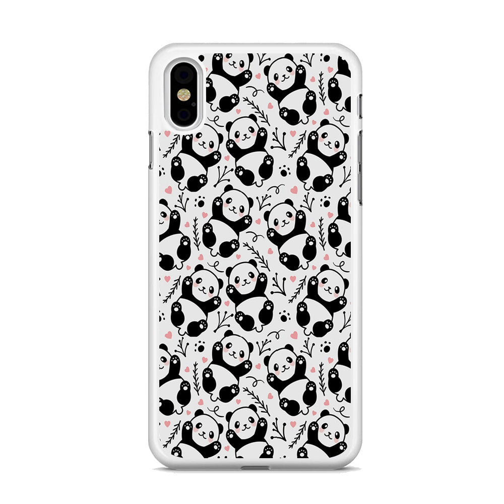 Cute Panda White Doodle  iPhone X Case - Octracase