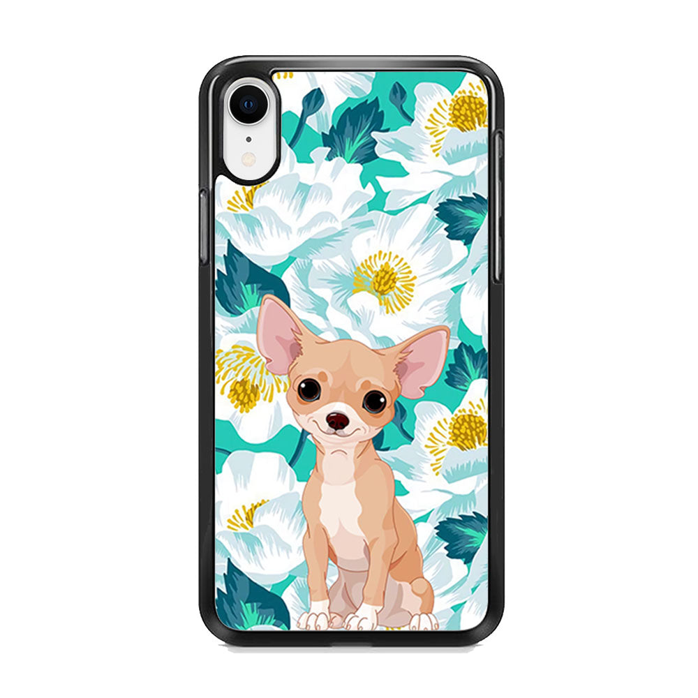 Dog Chihuahua and Flower Blue iPhone XR Case - Octracase