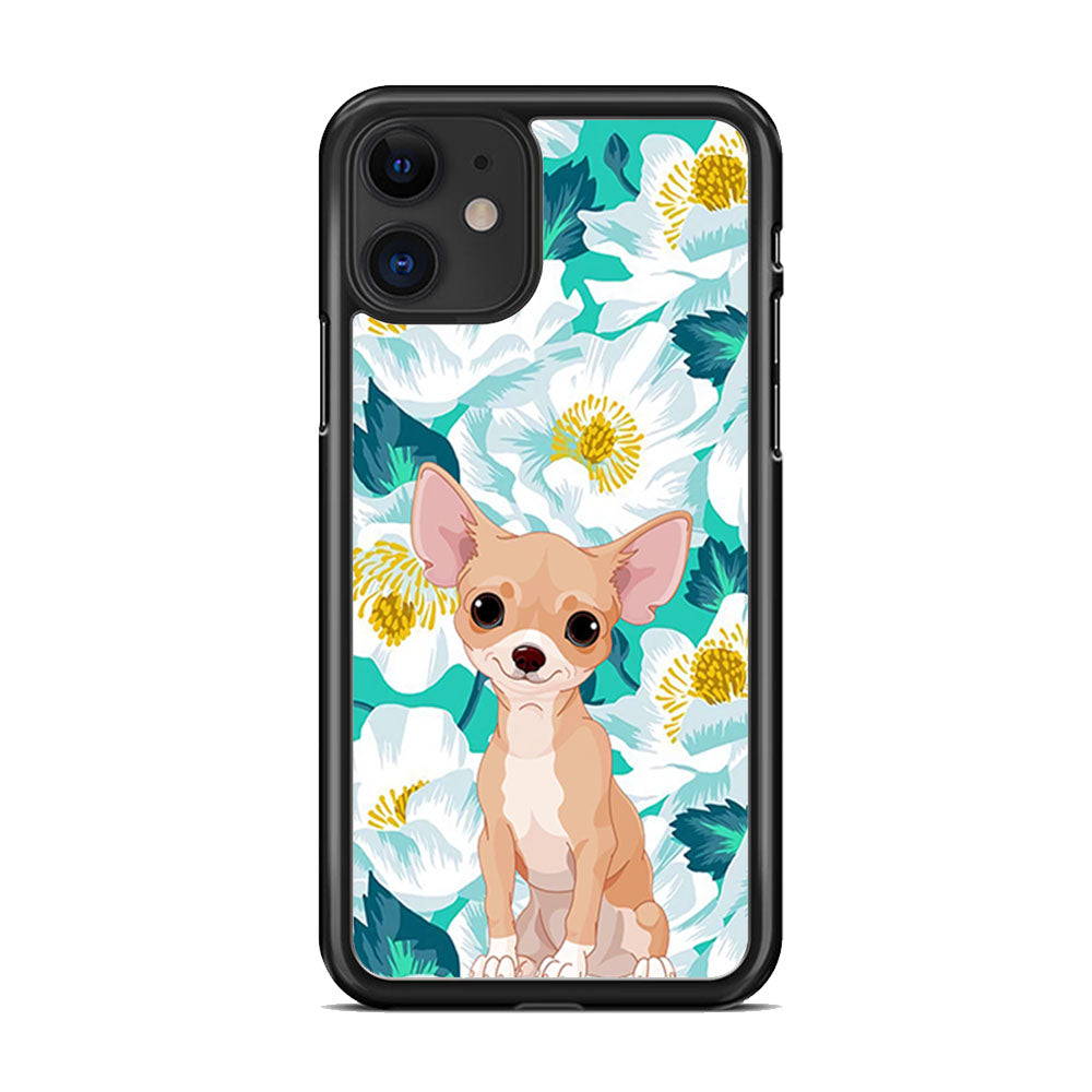 Dog Chihuahua and Flower Blue iPhone 11 Case - Octracase