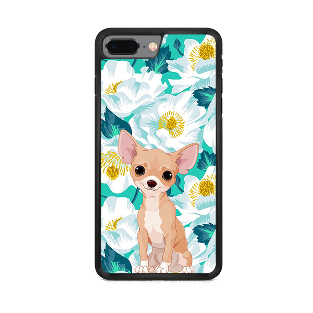 Dog Chihuahua and Flower Blue iPhone 8 Plus Case - Octracase