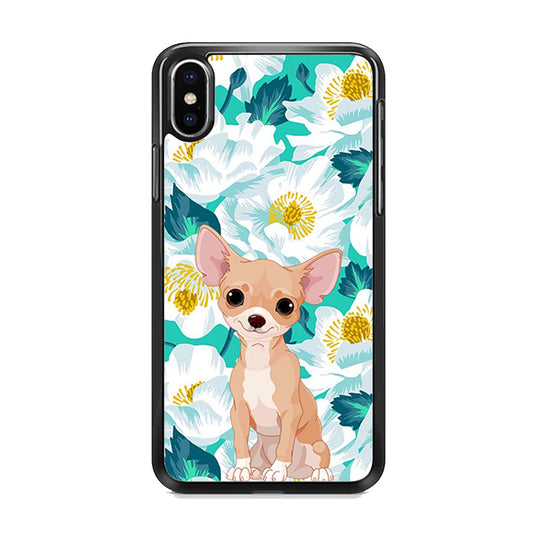 Dog Chihuahua and Flower Blue iPhone X Case - Octracase