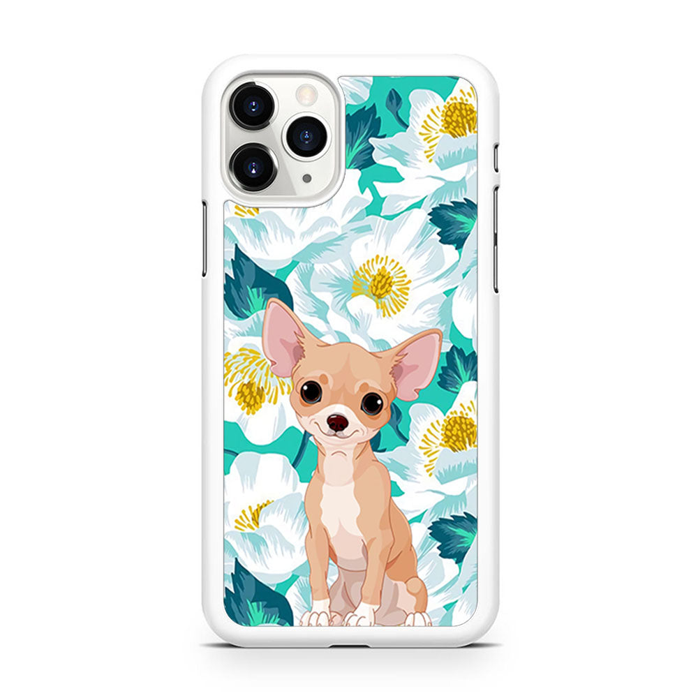 Dog Chihuahua and Flower Blue iPhone 11 Pro Case - Octracase