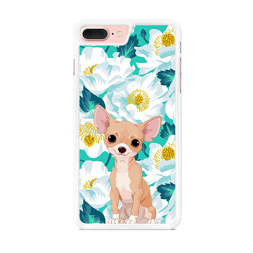 Dog Chihuahua and Flower Blue iPhone 8 Plus Case - Octracase