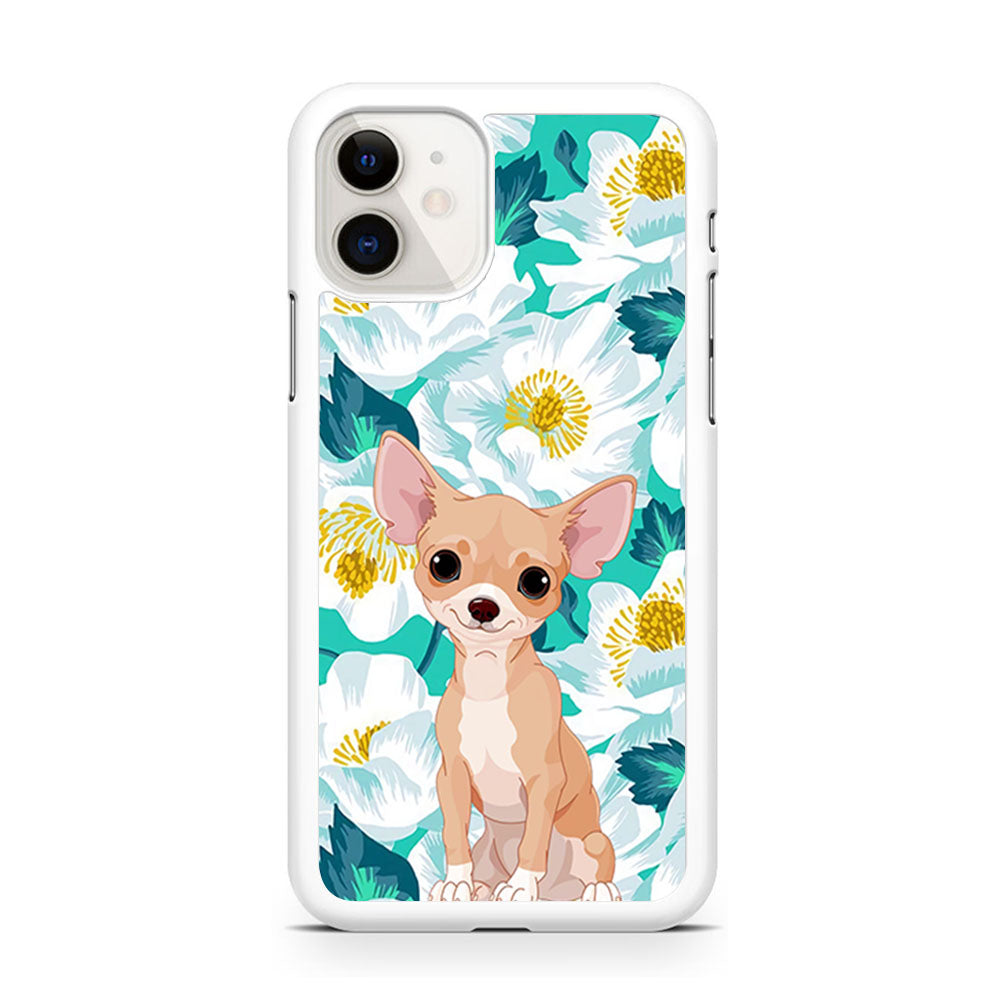 Dog Chihuahua and Flower Blue iPhone 11 Case - Octracase