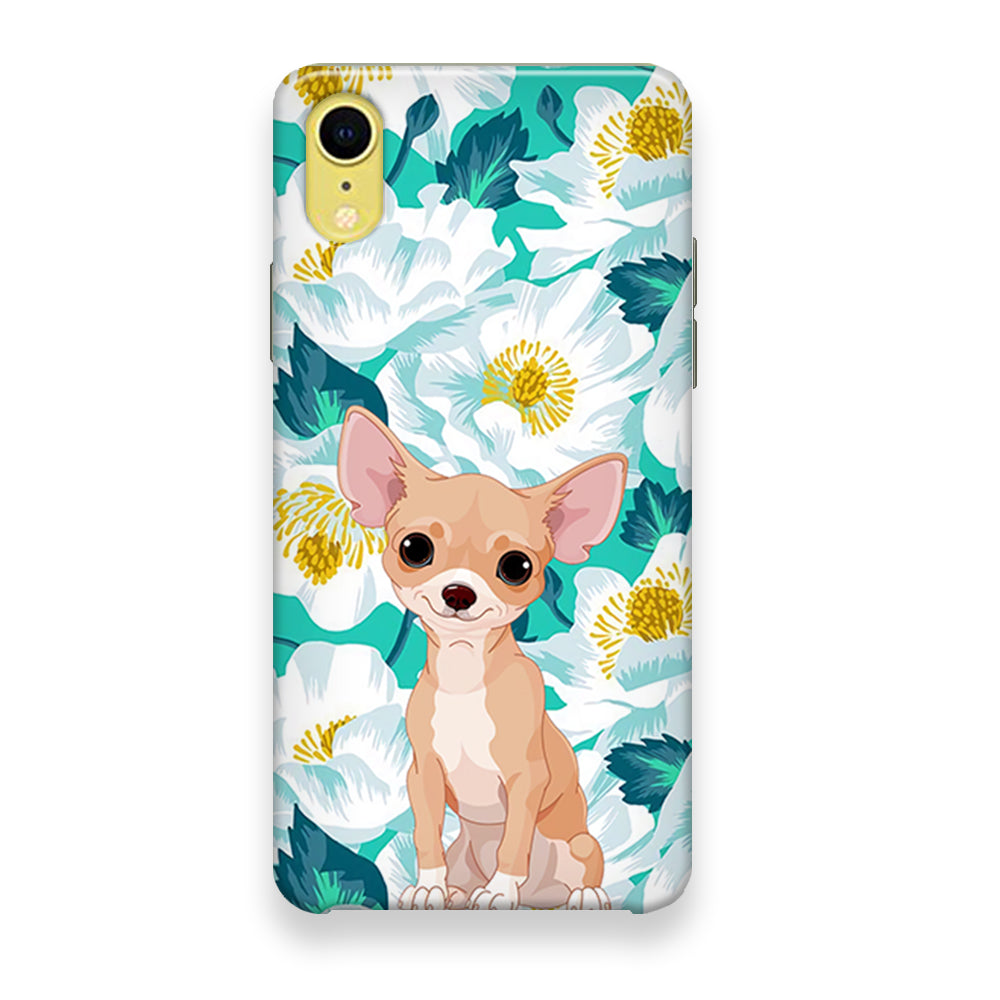 Dog Chihuahua and Flower Blue iPhone XR Case - Octracase